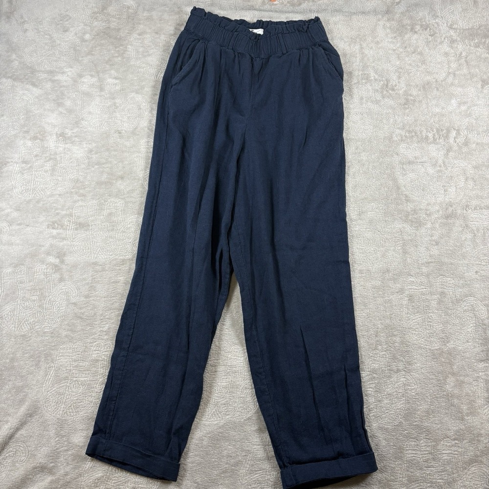 Hollister Linen Blend Ultra High-rise Pull On Beachy Blue Pants Women's Small